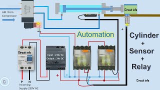 Automation / Pneumatic Cylinder  with Sensor and Relay / Reed Switch/8 Pin relay/wiring/Circuit