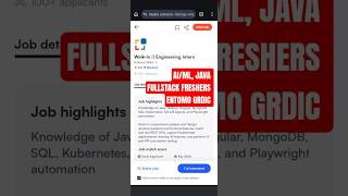 AI/ML, Java Fullstack Freshers ENTOMO GRDIC ### INTERN