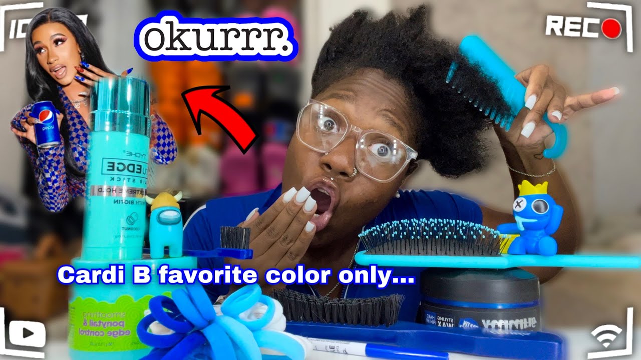 Doing my Natural Hair only using Cardi B favorite color products 