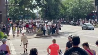 VIDEO: Over 1,000 people gather for "No Kings" protest in downtown Lincoln