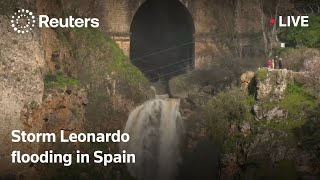 LIVE: Storm Leonardo flooding sends waterfall beneath Spain's Puente Nuevo bridge