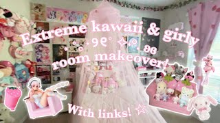 EXTREME GIRLY KAWAII ROOM MAKEOVER !  : ✧