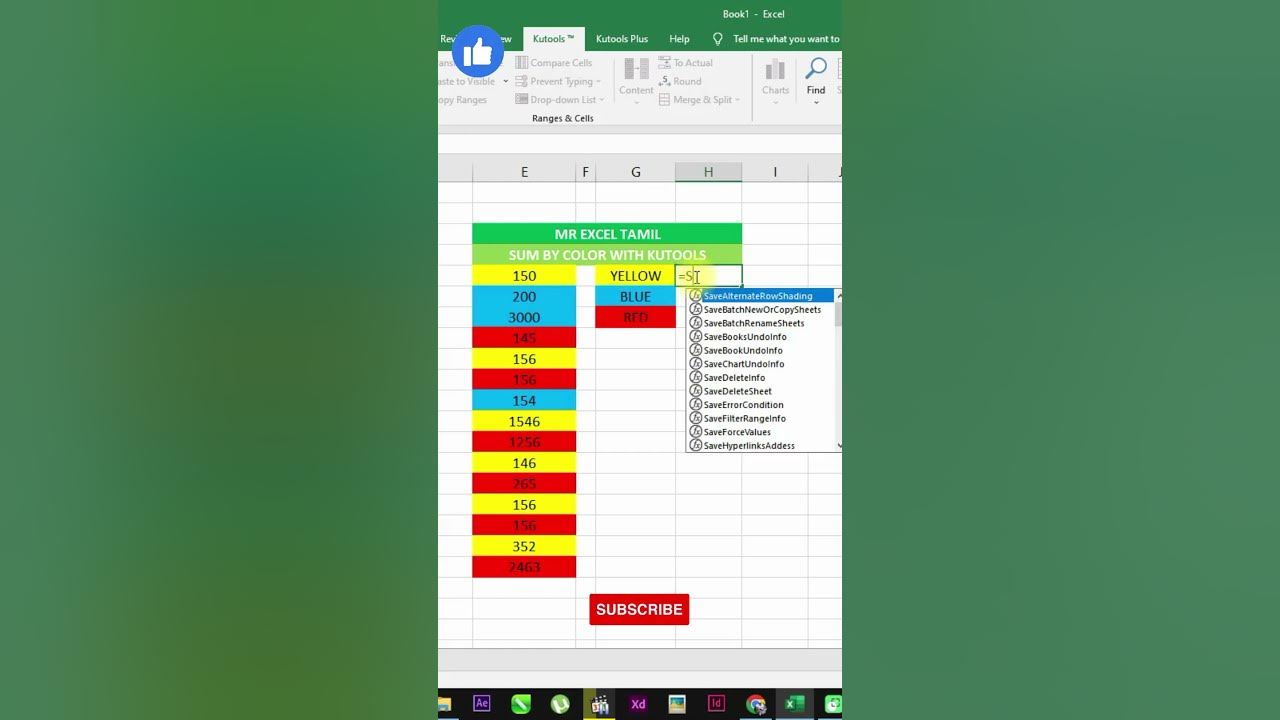 Sum by cell color using kutools in excel explained in tamil youtube