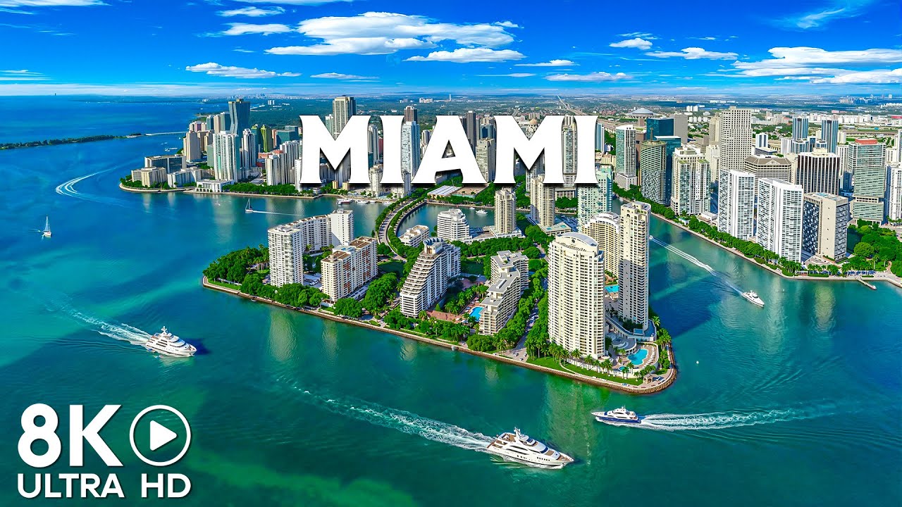 Miami 8K UHD | Discover Tropical Beach Paradise and Turquoise Waters With Relaxing Piano Music