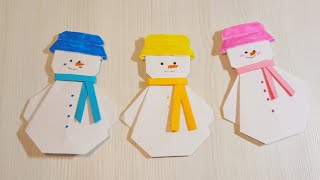 Как Сделать Снеговика/ Snowman Paper Craft/Как Сделать Снеговика/  Снеговик Оригами на Новый Год