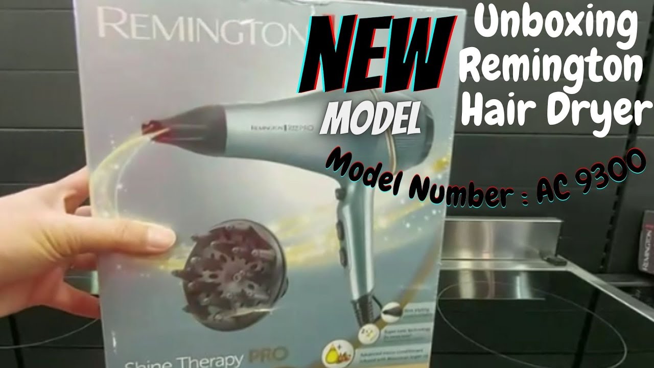 Unboxing REMINGTONShine Therapy Pro Hairdryer Blue/Black  35x10x15centimeterModel Number : AC 9300 - YouTube