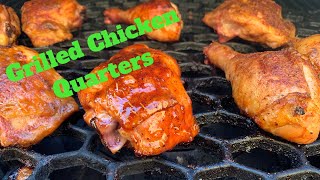 Smoked Chicken Quarters on a pellet smoker