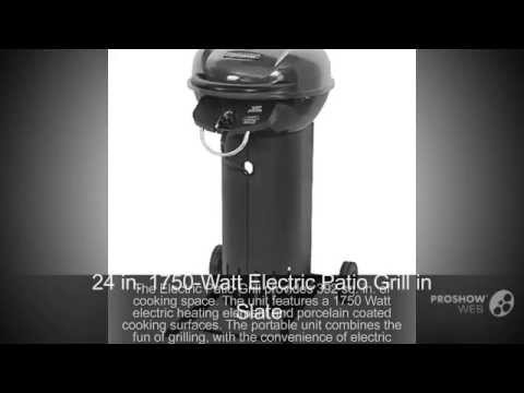 24 In. 1750-Watt Electric Patio Grill In Slate - YouTube 1750-Watt Electric Patio Grill in Slate - 24 In. 1750-Watt Electric Patio Grill In Slate - YouTube