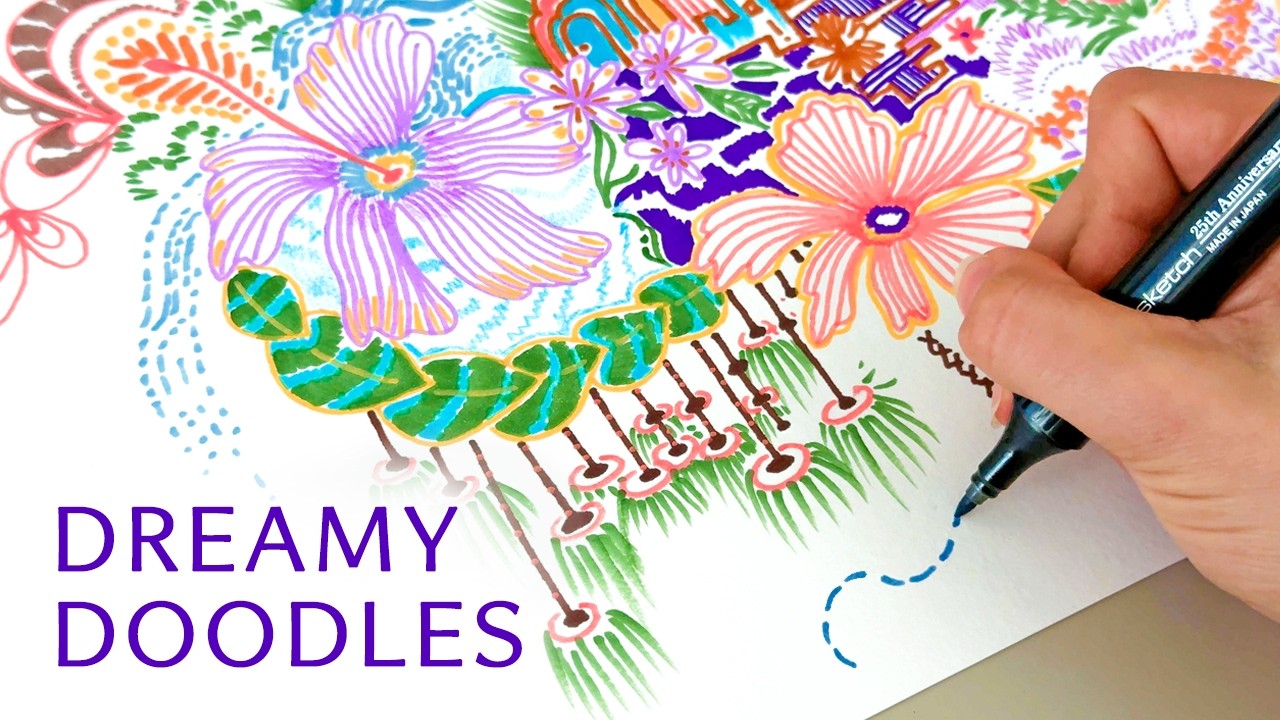 Dreamy Doodle Landscape | Intuitive ASMR Drawing