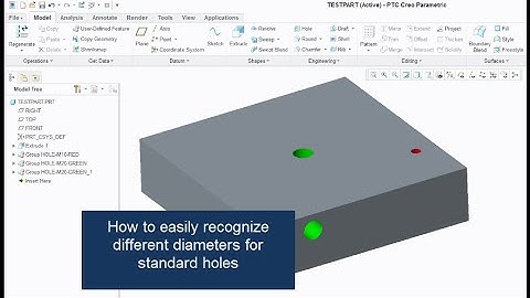 Creo tutorial: How to easily recognize different diameters for standard holes