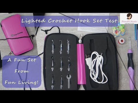 9 Pieces Lighted Crochet Hooks with Case LED Light Crochet