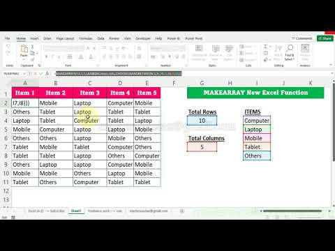 MAKEARRAY New excel function in Ms excel Office 365