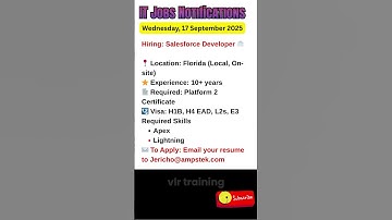 Salesforce Developer Job in Florida Sept 17, 2025 #hiring #jobsearch  #jobopening