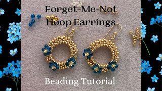Forget-Me-Not Beaded Hoop Earrings Tutorial | Beaded Ring Toggle | Cute Flower jewelry