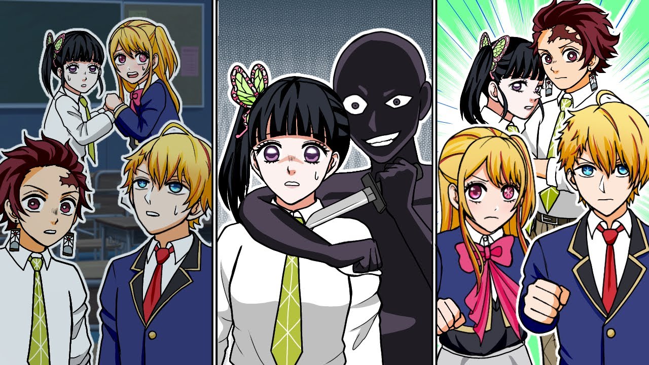 キメツ学園で突然停電！？背後から忍び寄る不審者にカナヲが捕まり…！？炭治郎達は救うことができるのか？【キメツ学園/推しの子】