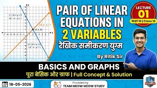 Pair of Linear Equations in 2 Variables 01🔎 Basics and Graphs 🛡 By Ritik Sir💡 Mathematics•18-05-26