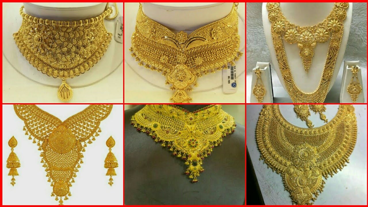 LATEST BRIDAL GOLD NECKLACE SET 