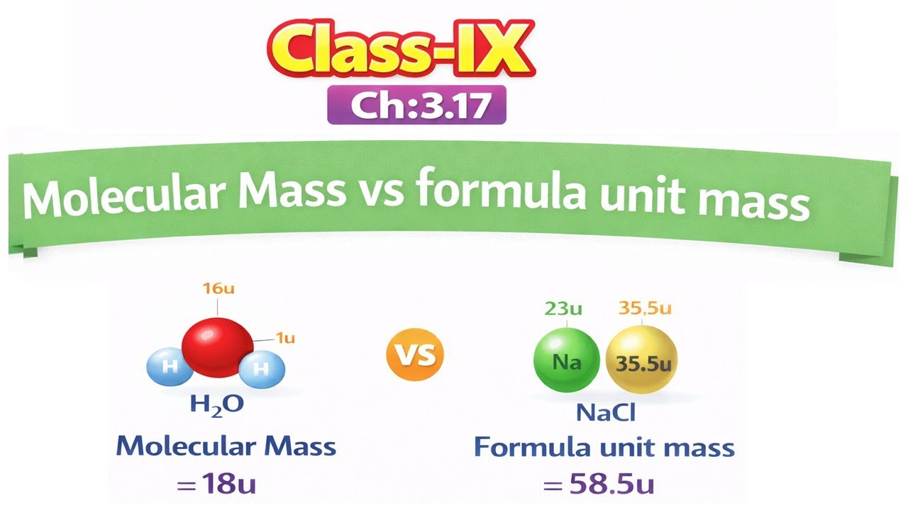 IX - Ch:3 - 17)  Molecular mass Vs Formula Unit Mass ..... (Class IX - Ch:3 Atoms and molecules)