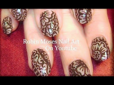 HENNA Hindi Nail Art ! Mehndi mendi design