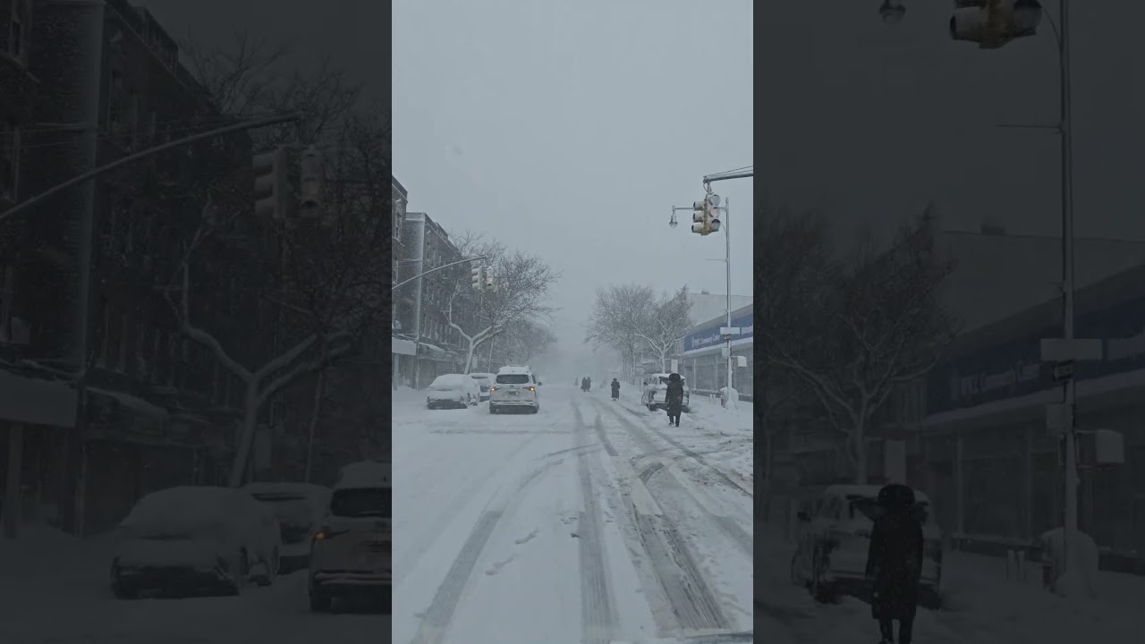 Heavy Snow with Blizzard Condition brings NYC to a halt - Borough Park 13th Ave