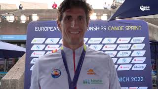 El piragüista de Basque Team Iñigo Peña se cuelga la plata en el K4-1.000 del Europeo de Munich