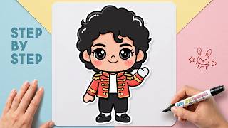 How to Draw Cute Michael Jackson Thriller Era - Easy Step by Step for Kids