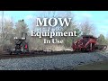 Railroad mow maintenance of way equipment in use on the mainline