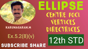 12 STD Maths Ex.5.2(8) (v) Find centre, foci, vertices and Directrix of 18x^2+12y^2-144x +48y+120=0