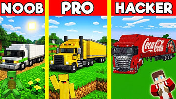 TRUCK House Build Battle In Minecraft - NOOB VS PRO CHALLENGE - Maizen Mizen Mazien Parody
