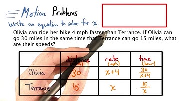 Motion Problem 3 Equation - Visualizing Algebra