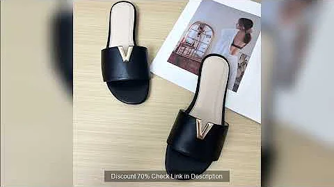 2024 summer new V-shaped metal decoration flat bottomed beach women's fashionable slippers