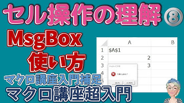 VBAのMsgBox関数の使い方とセル操作、VBAマクロ講座超入門編8回