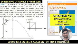 12-99 | Projectile Motion |  Hibbeler Dynamics 14th Edition | Engineers Academy