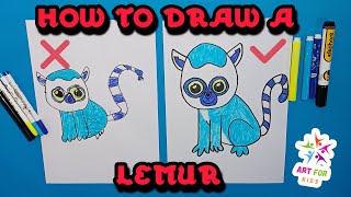 How To Draw A Cute Cartoon Lemur🐱🐱