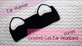 👒 ✂✂ Cat Ear Winter Ear warmer headband Crochet tutorial  ✂✂👒