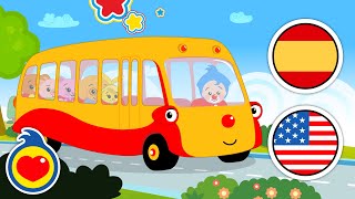 Video thumbnail of "Las Ruedas Del bus - The Wheels On The Bus  ♫ Canciones de Plim Plim Para Aprender Español & Ingles"