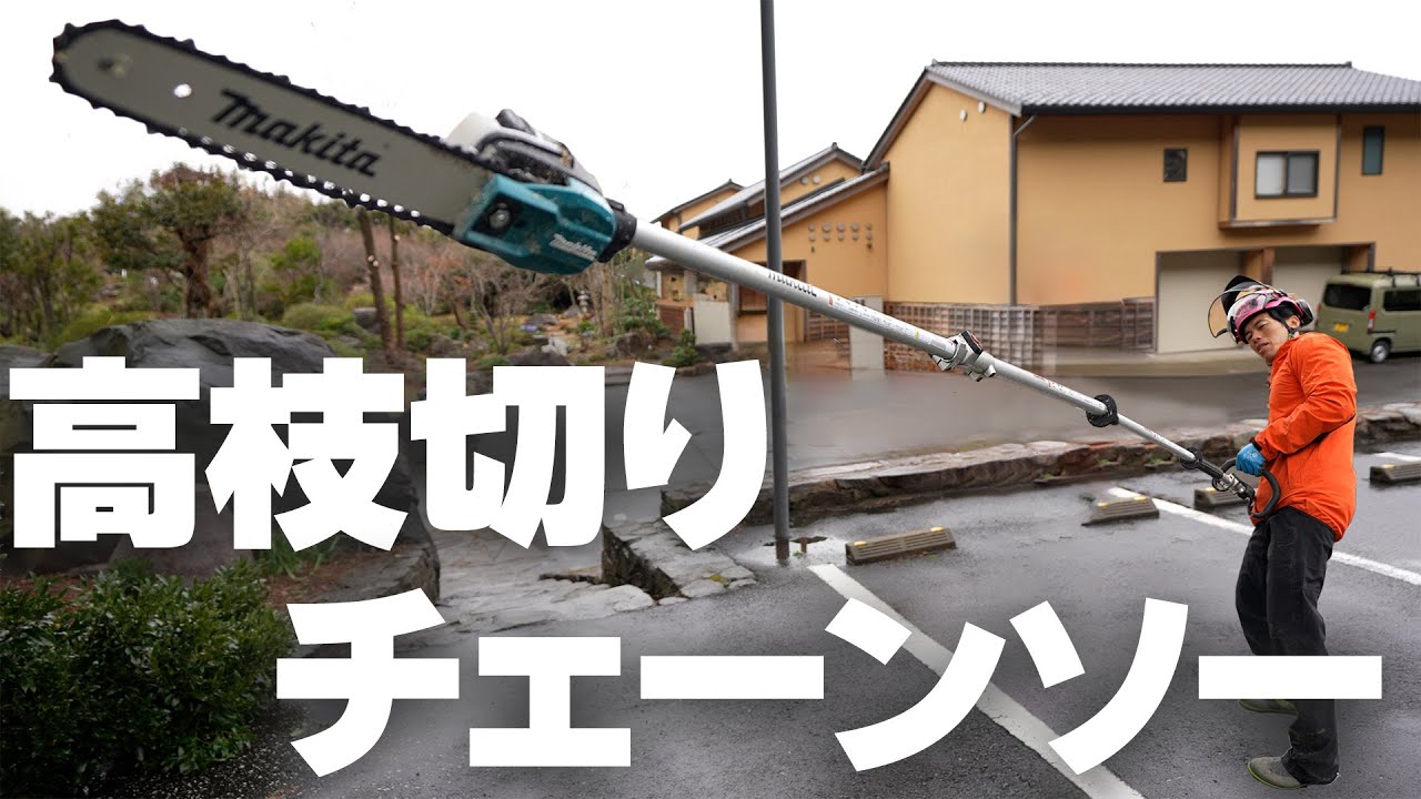 マキタのスプリット式高枝切りチェーンソーで荒れ放題の庭木を伐採