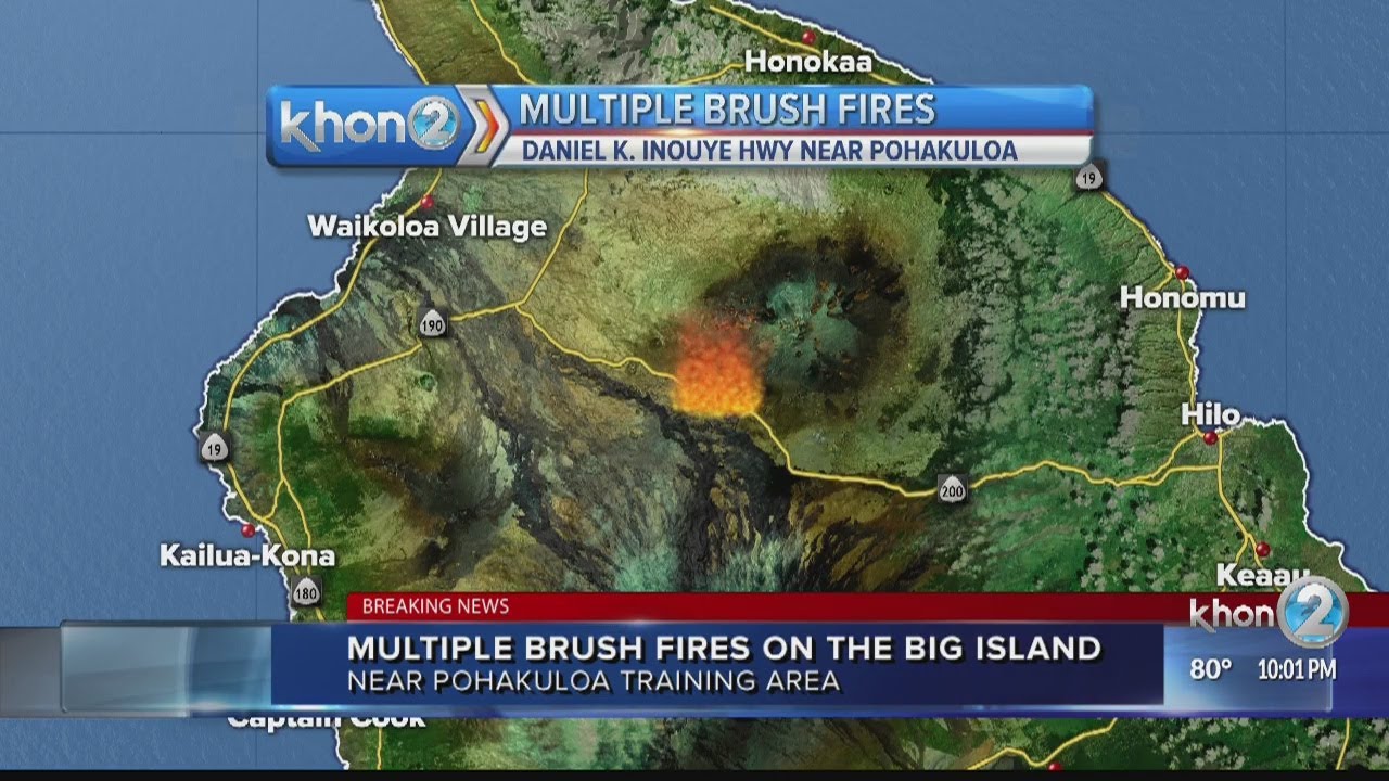 Multiple brush fires burn near Pohakuloa Training Area - YouTube