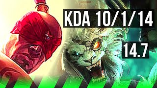 LEE SIN vs RENGAR (JGL) | 10/1/14, 1500+ games | KR Diamond | 14.7