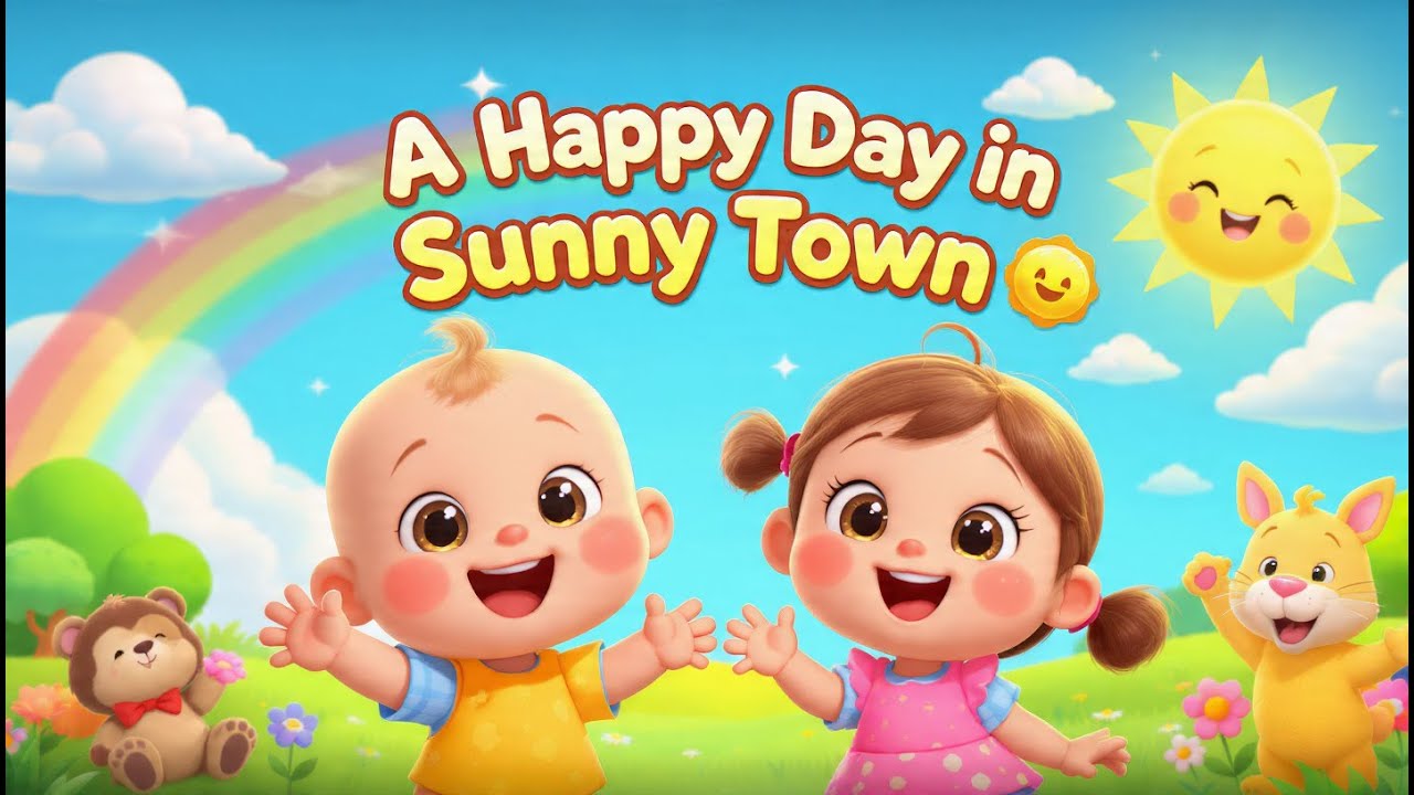 A Happy Day in Sunny Town | English Rhymes for Kids & Babies