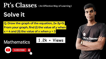 ‎@ptsclasses Q. Draw the graph of the equation, 2x-3y=5. From your graph, find (i) the value