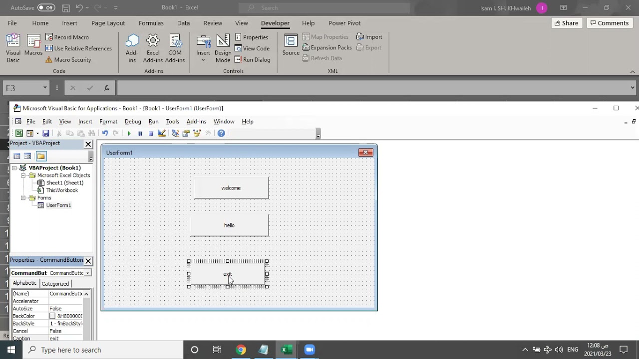 اخفاء برنامج الاكسل و اظهار فقط الفورم Hide the Excel program and show only the form