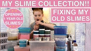 MY SLIME COLLECTION! OPENING & FIXING 1 YEAR OLD SLIMES! Ruby Rose UK