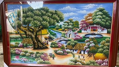 tranhđaquy cây  đa giếng  nước  sân đình | tranh đá tùng đón  khách  | tranh treo  phòng  khách  đẹp