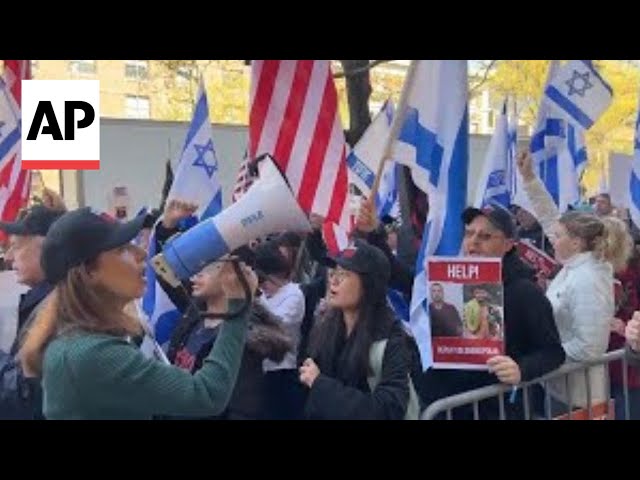 Pro-Israeli demonstrators gather at Columbia University in New York