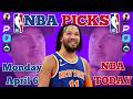 My 4 Best NBA Picks Today | Monday April 6 | Player Props, Bets, and Predictions