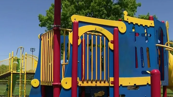 Brand new equipment at Lincoln Park playground van...