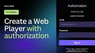 Set up User Authorization for Web Player