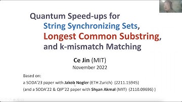 Quantum Speed-ups for String Synchronizing Sets and Longest Common Substring (Ce Jin)