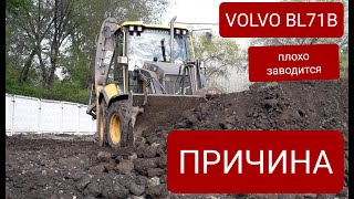 Excavator loader Volvo BL71B. Fuel return valve. The reason for the difficult launch.